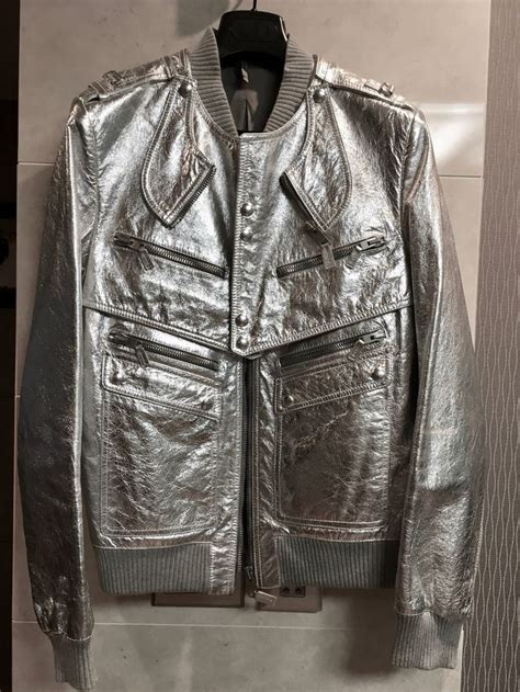 dior silver leather jacket|Dior leather jacket men.